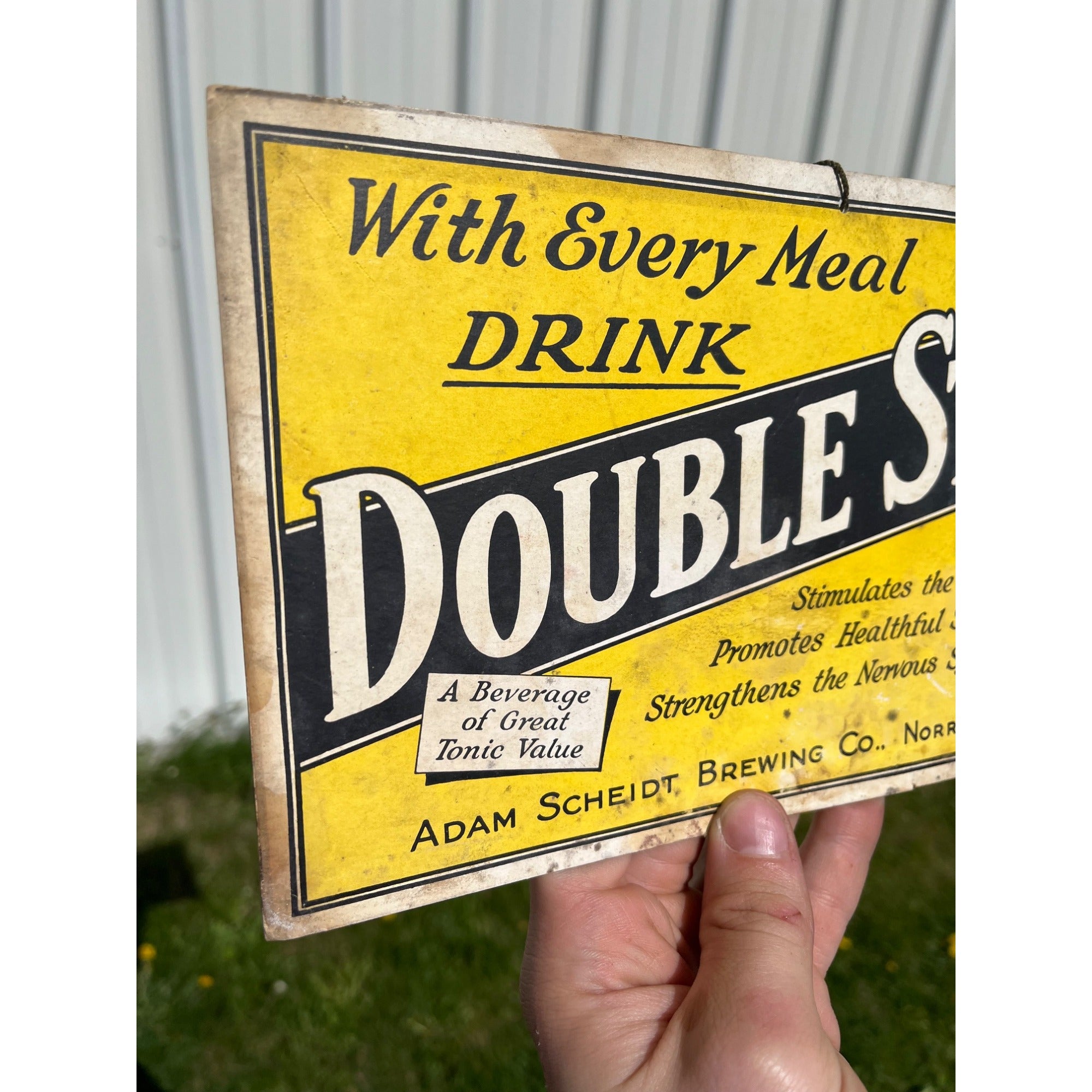 RARE Vintage 1920s Prohibition Adam Scheidt Brewing Co. Double Stout Sign