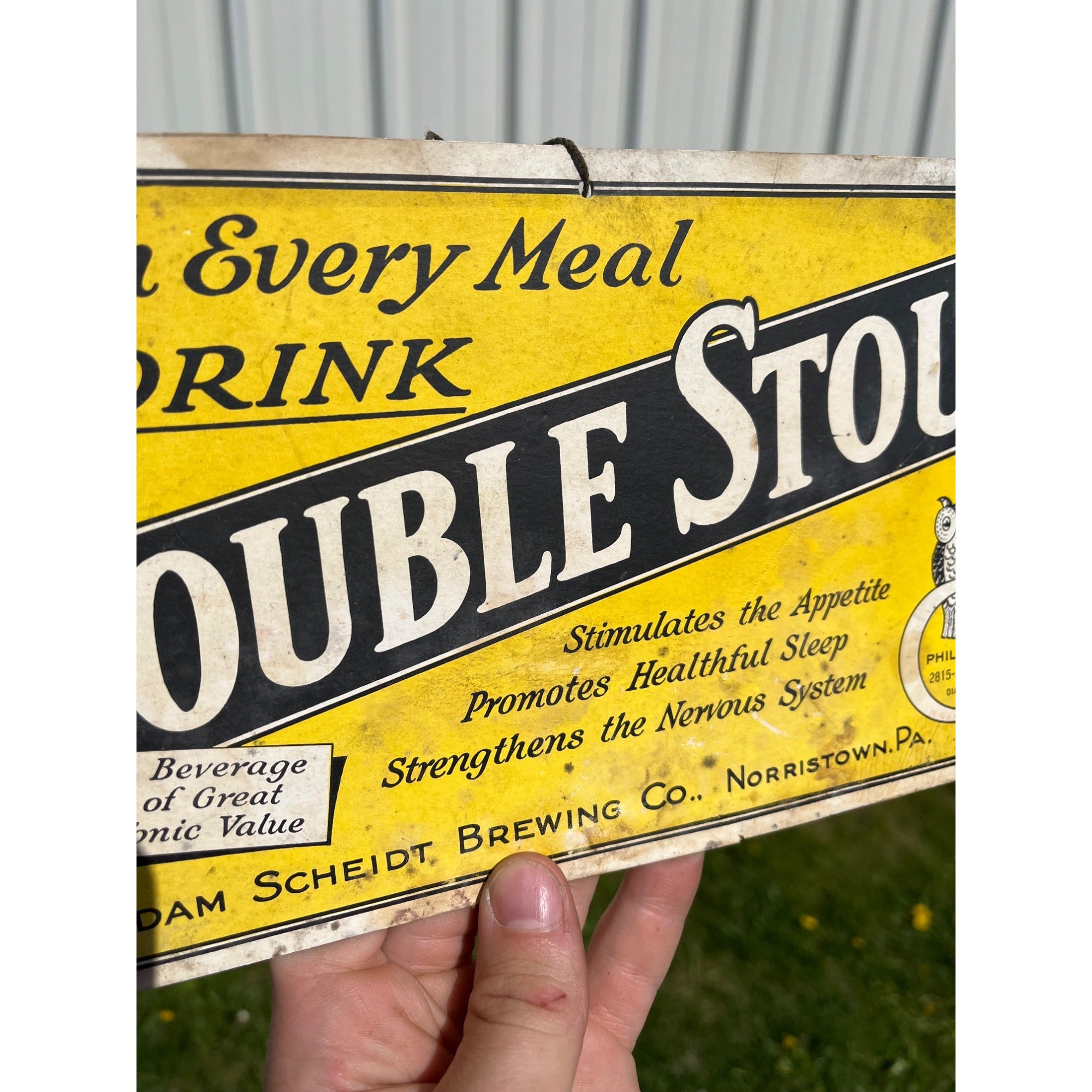 RARE Vintage 1920s Prohibition Adam Scheidt Brewing Co. Double Stout Sign