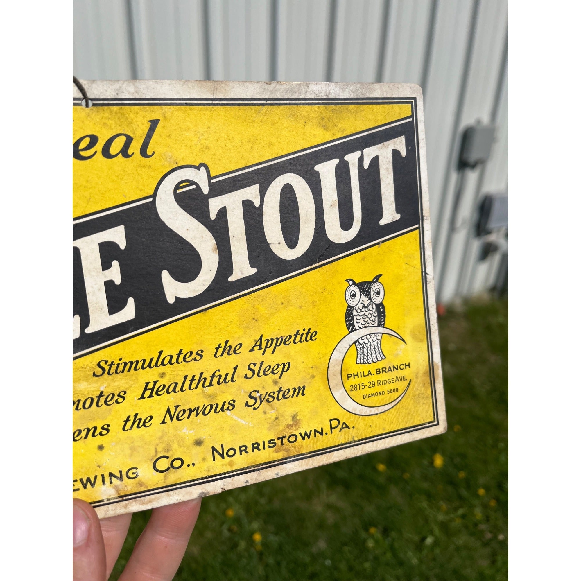 RARE Vintage 1920s Prohibition Adam Scheidt Brewing Co. Double Stout Sign