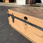 Vintage Steamer Trunk Luggage Case Storage Box w/ College Pennant Decals