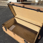 Vintage Steamer Trunk Luggage Case Storage Box w/ College Pennant Decals