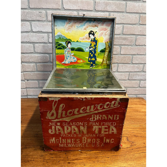 Vintage 1900s Shorewood Brand Japan Tea Advertising Box McInnis Bros Milwaukee