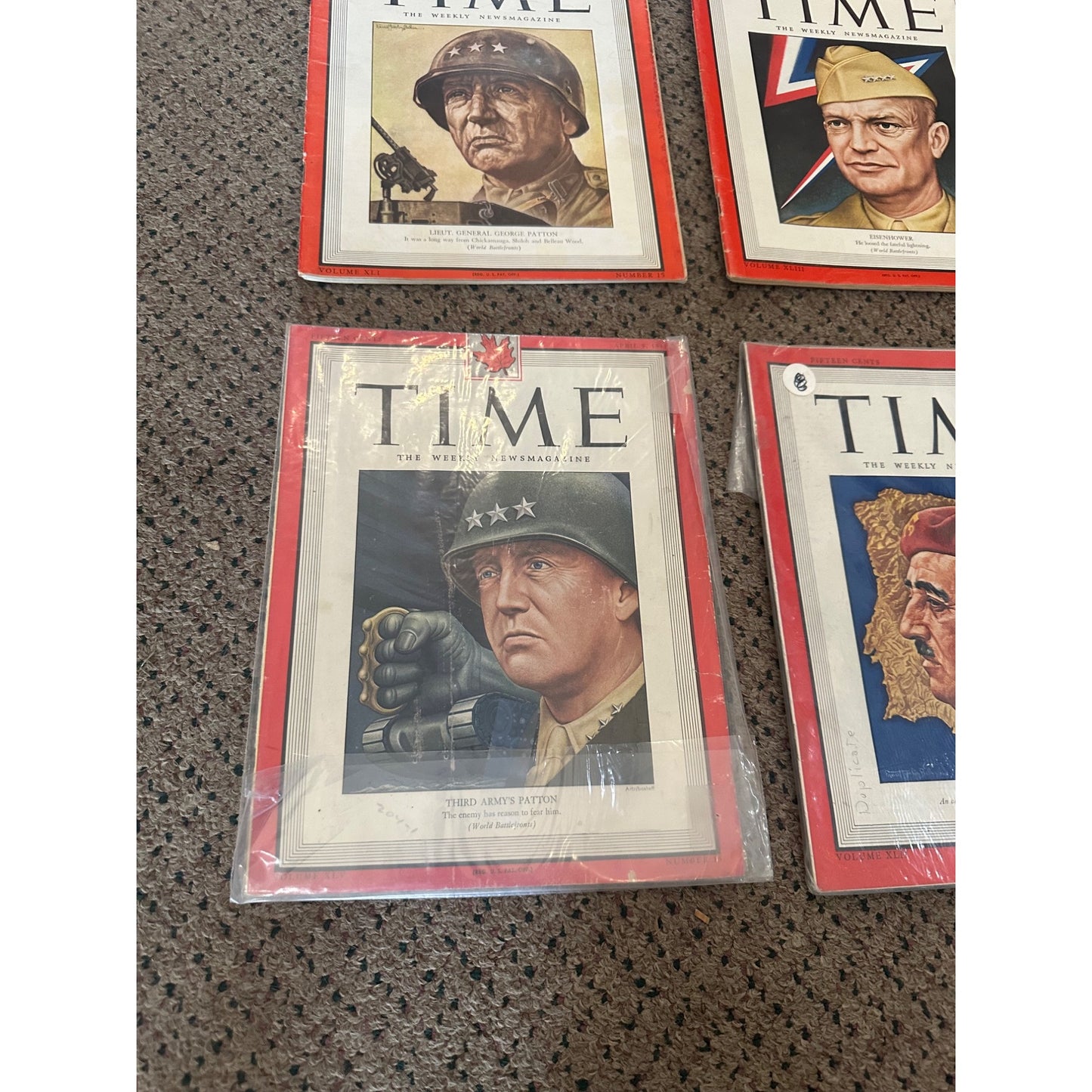 1943-45 Time Weekly Magazine Issues Lot WWII General Patton, Eisenhower, Himmler