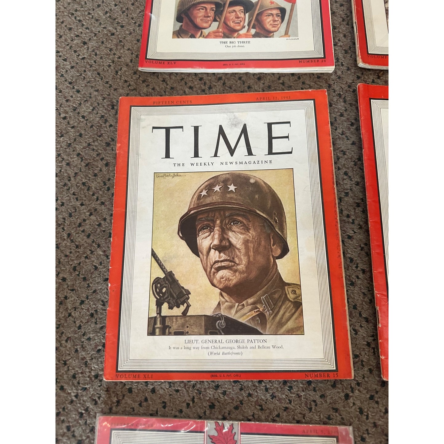 1943-45 Time Weekly Magazine Issues Lot WWII General Patton, Eisenhower, Himmler