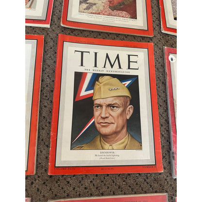 1943-45 Time Weekly Magazine Issues Lot WWII General Patton, Eisenhower, Himmler