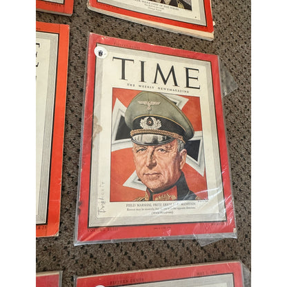 1943-45 Time Weekly Magazine Issues Lot WWII General Patton, Eisenhower, Himmler