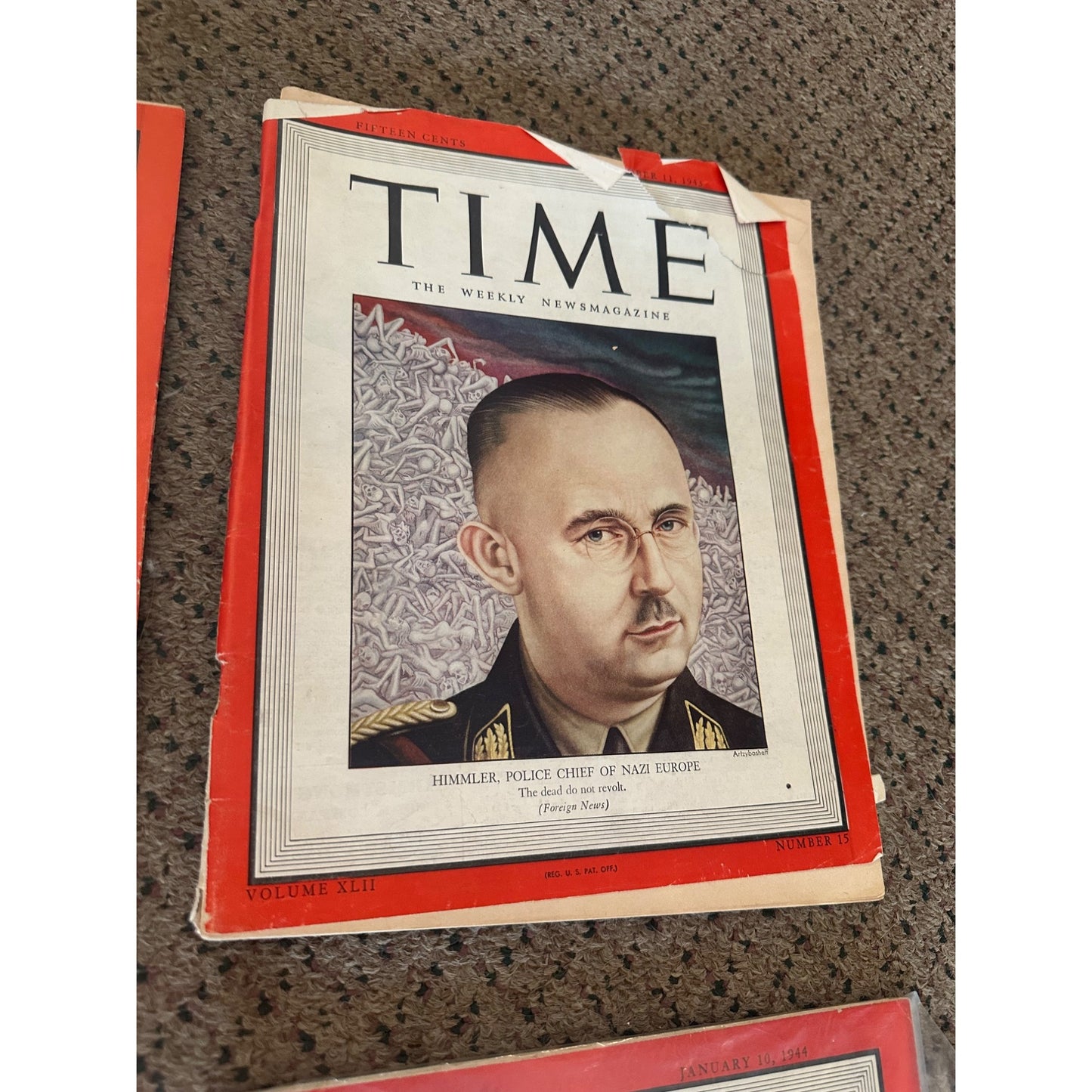 1943-45 Time Weekly Magazine Issues Lot WWII General Patton, Eisenhower, Himmler