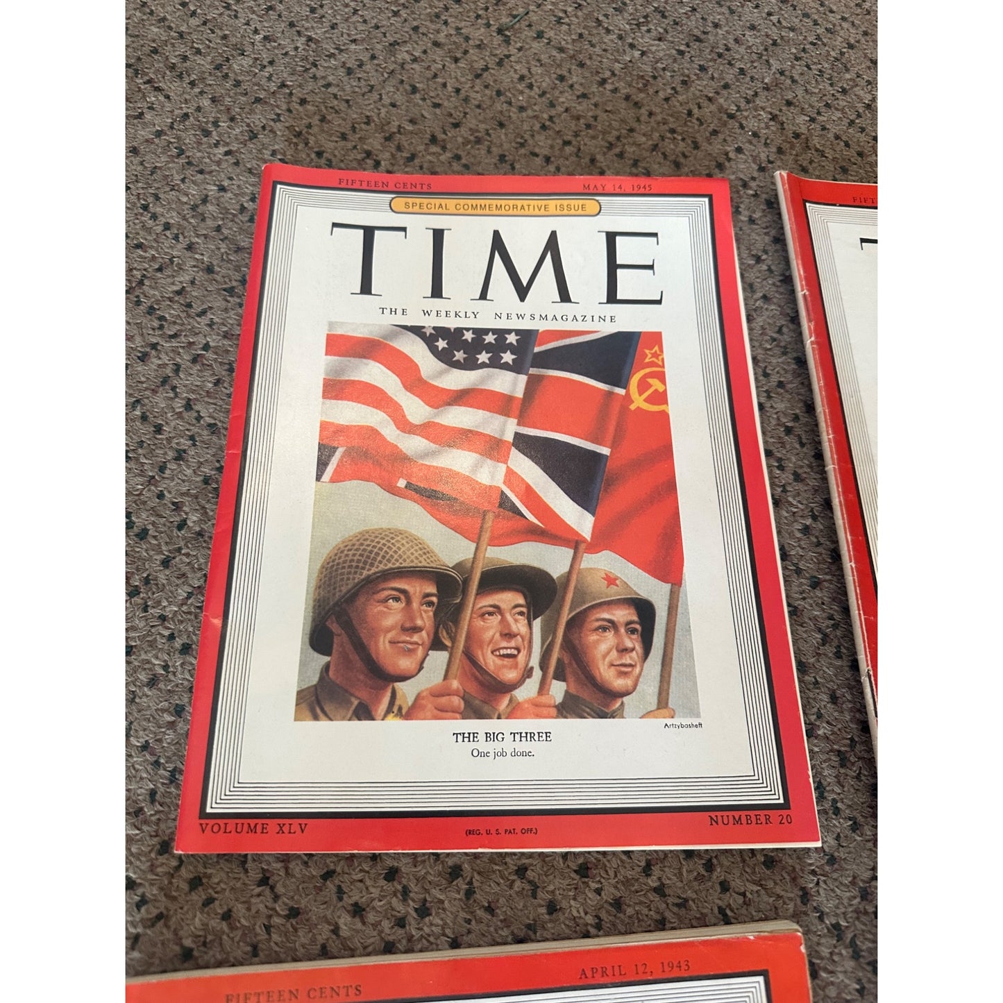 1943-45 Time Weekly Magazine Issues Lot WWII General Patton, Eisenhower, Himmler