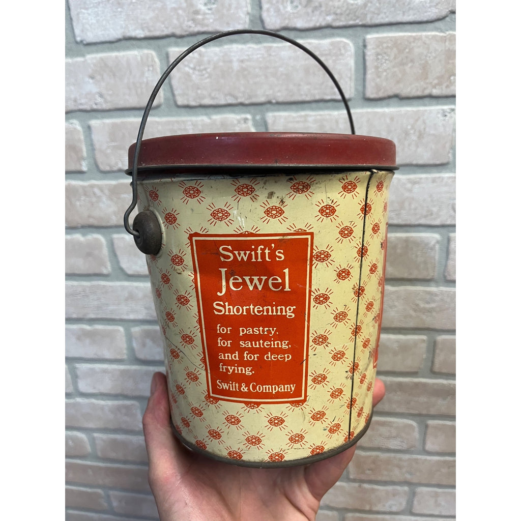 Vintage Swift's Jewel Shortening Bucket Tin Pail Advertising Chicago USA