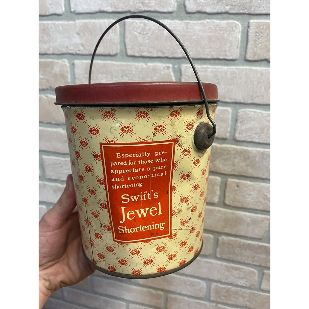 Vintage Swift's Jewel Shortening Bucket Tin Pail Advertising Chicago USA