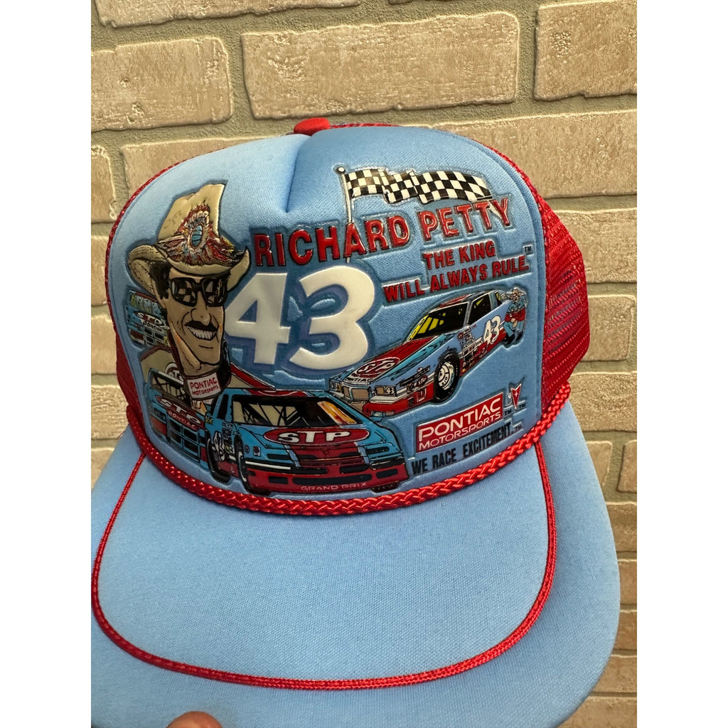 Vtg 80's Richard Petty Snapback Trucker Hat Cap Kandi Tops The King STP Pontiac
