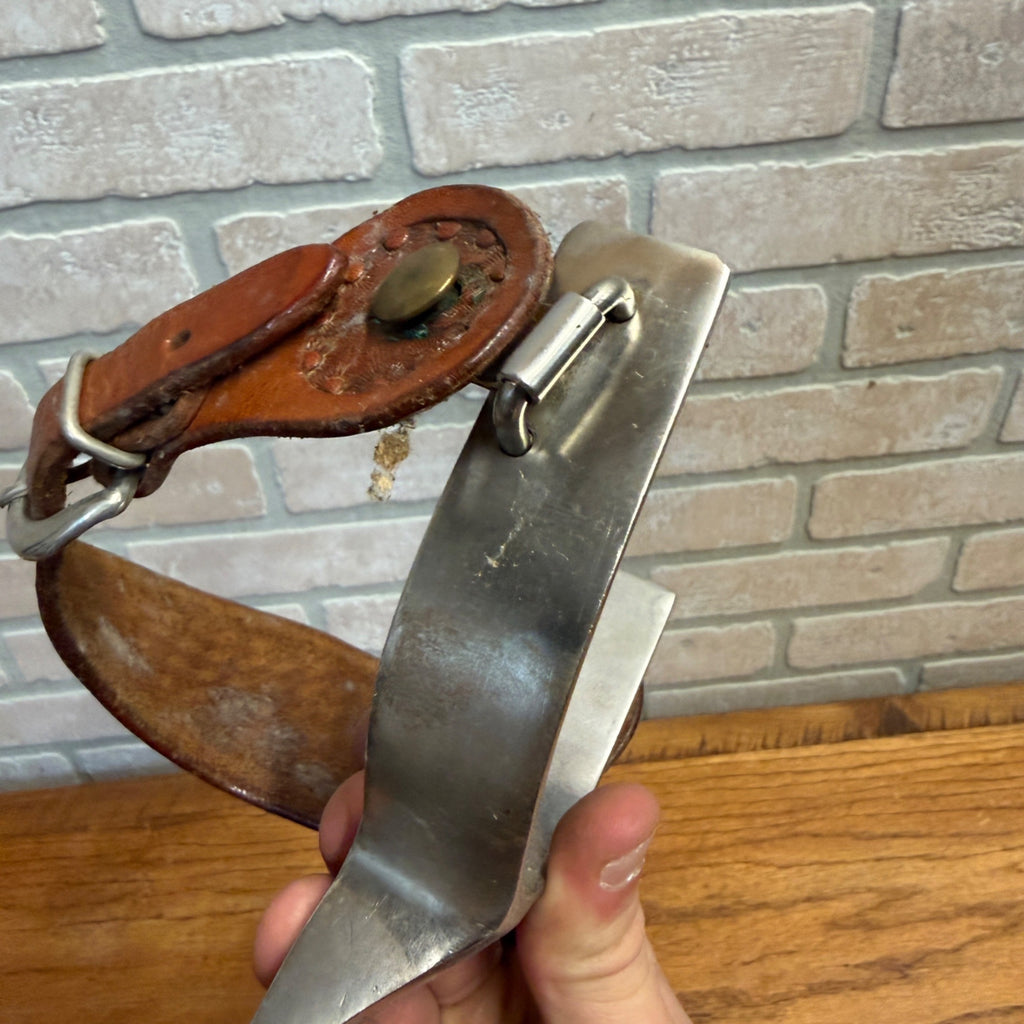 Vintage Horse Leather Straps Harness Riding Spurs  Brass and Nickel Cowboy