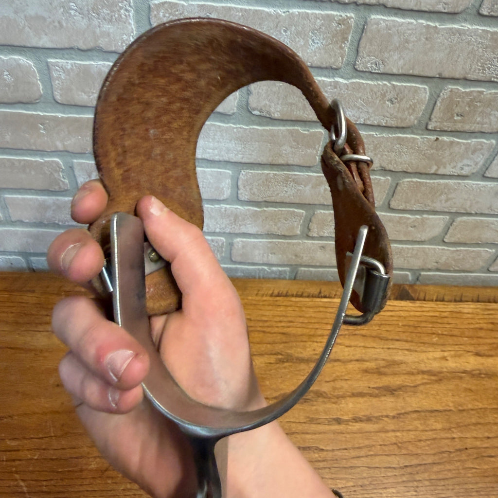Vintage Horse Leather Straps Harness Riding Spurs  Brass and Nickel Cowboy