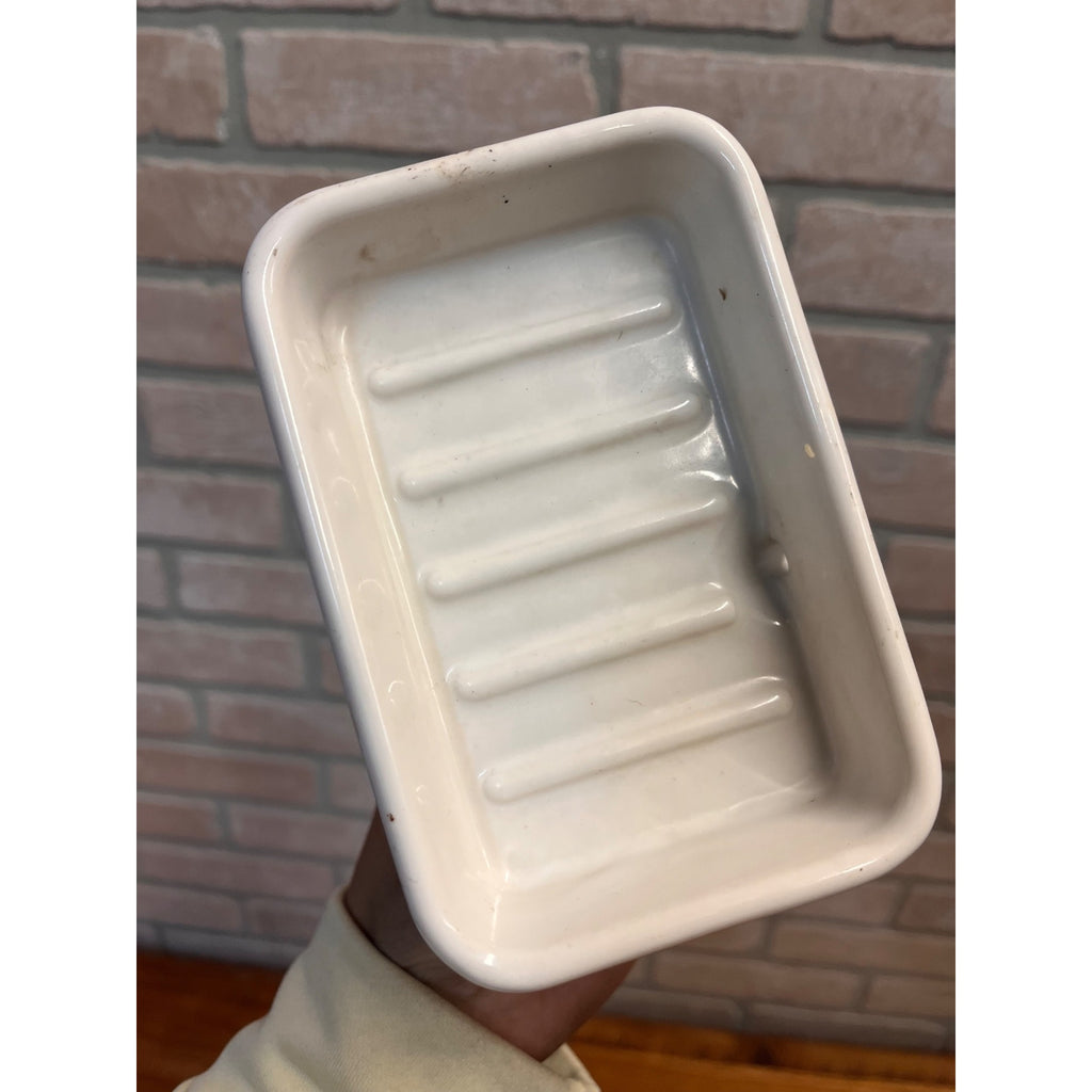 Antique Ironstone Porcelain Soap Dish Architectural Salvage 5" x 3.5"