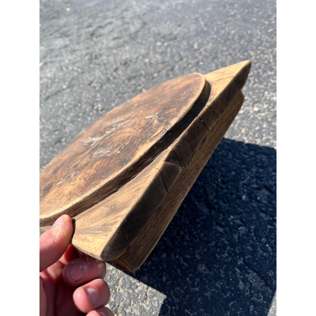 Antique Primitive 1800s Wooden Butcher Block Cutting Board w/ Wood Mallet OOAK