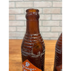 (3) 1930s Amber Orange Crush Soda Bottle Lot 6oz Kewaunee Wis 9" Tall