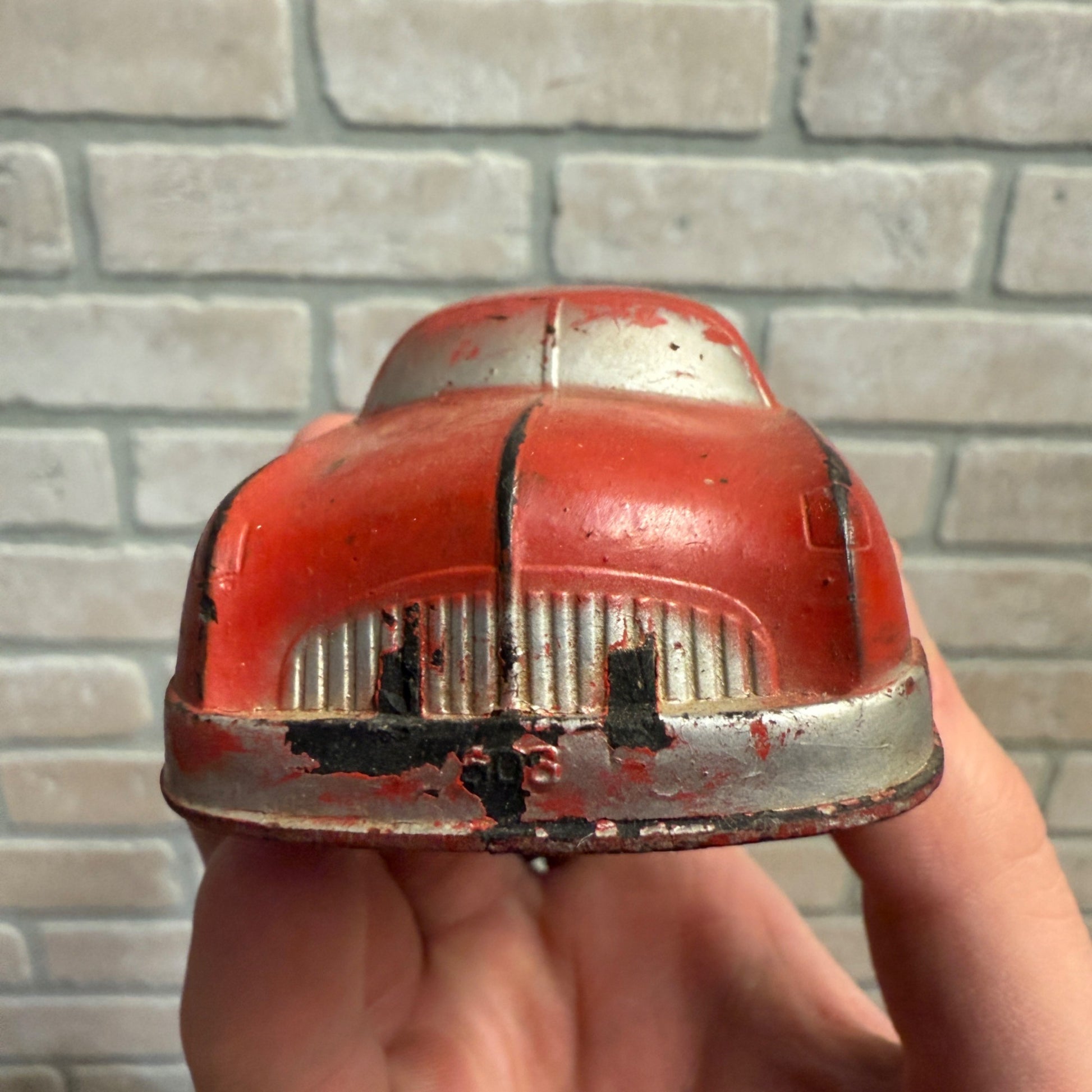 Vintage 1930s Auburn Arcor Red Streamlined Car Rubberized Toy 5"