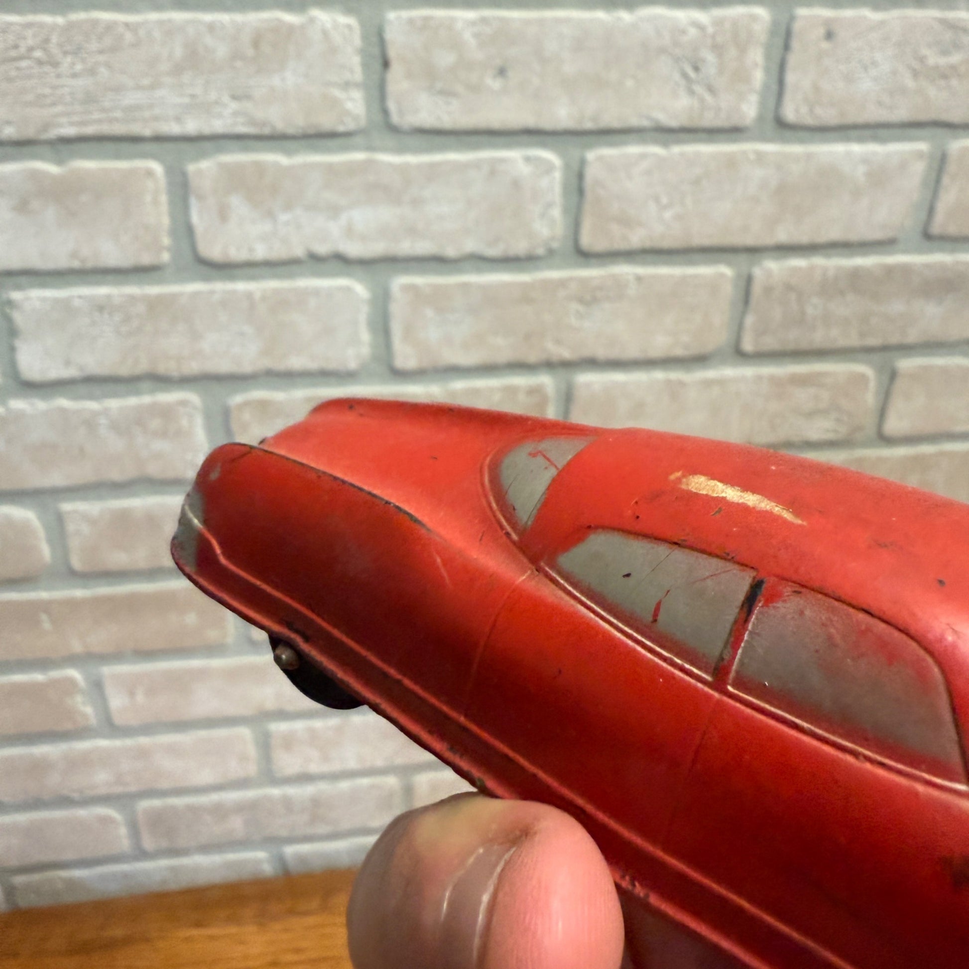 Vintage 1930s Auburn Arcor Red Streamlined Car Rubberized Toy 5"