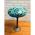 Vintage Art Nouveau Blue Green Mushroom Shade Lamp Arts & Crafts