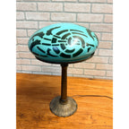 Vintage Art Nouveau Blue Green Mushroom Shade Lamp Arts & Crafts