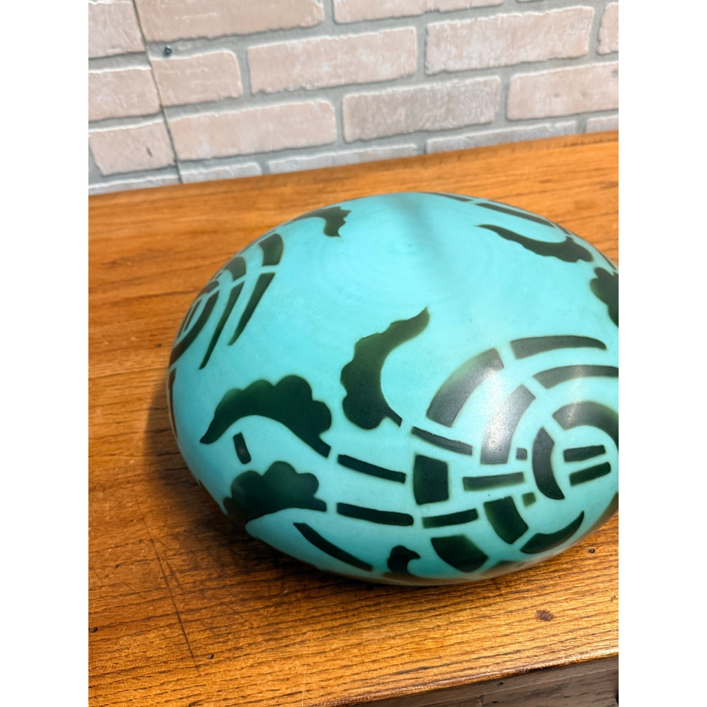 Vintage Art Nouveau Blue Green Mushroom Shade Lamp Arts & Crafts