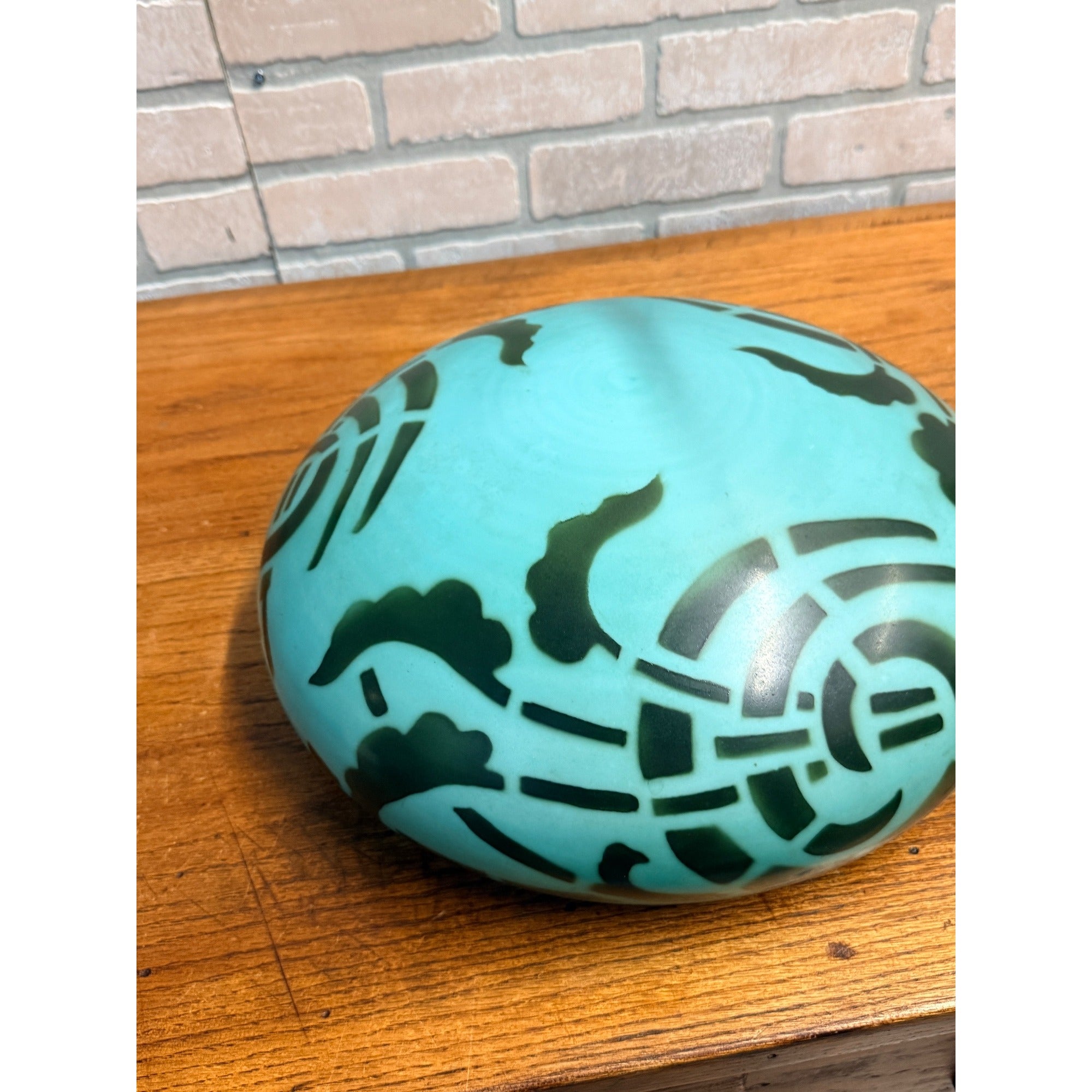 Vintage Art Nouveau Blue Green Mushroom Shade Lamp Arts & Crafts