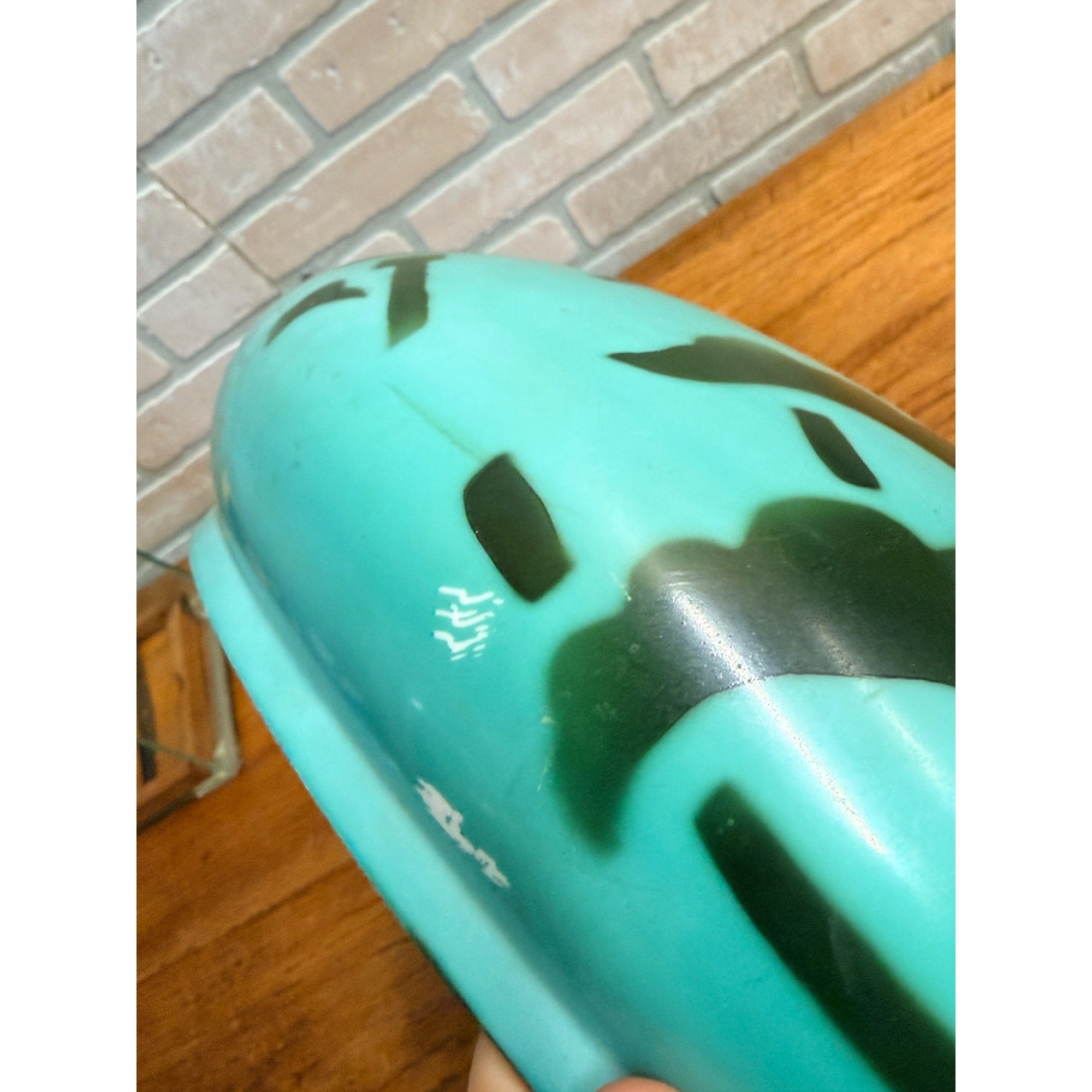 Vintage Art Nouveau Blue Green Mushroom Shade Lamp Arts & Crafts