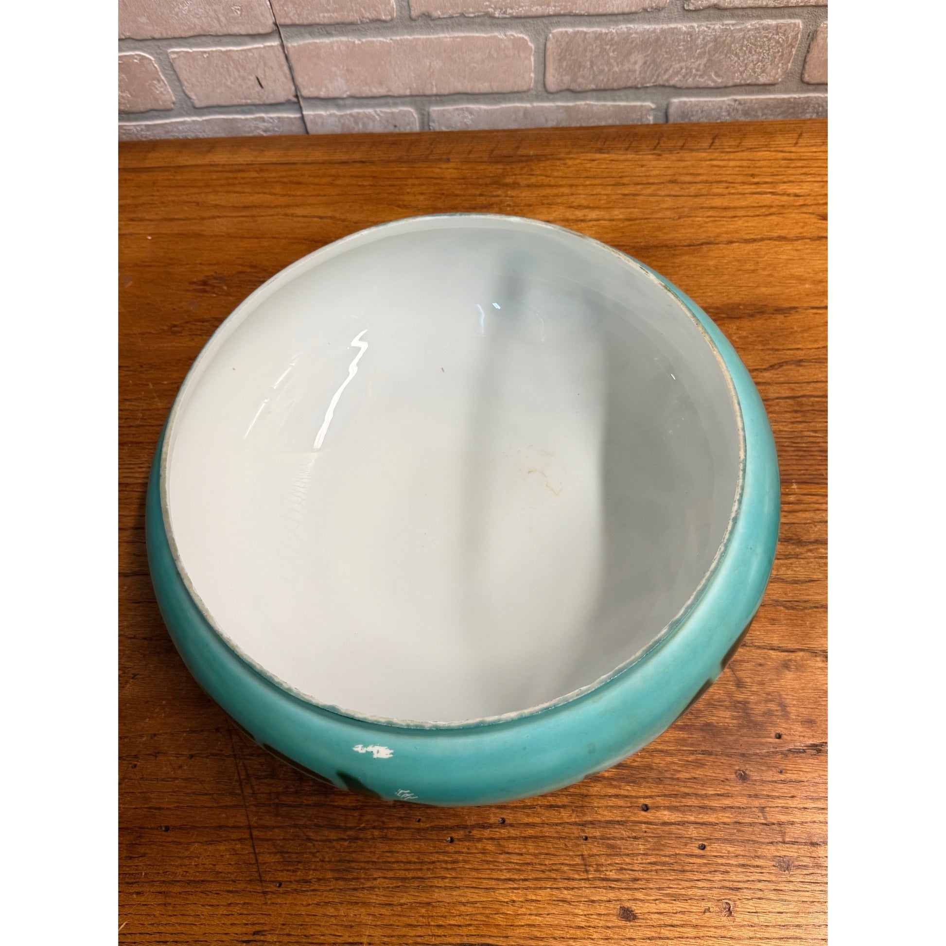 Vintage Art Nouveau Blue Green Mushroom Shade Lamp Arts & Crafts