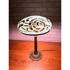 Vintage Art Nouveau Blue Green Mushroom Shade Lamp Arts & Crafts