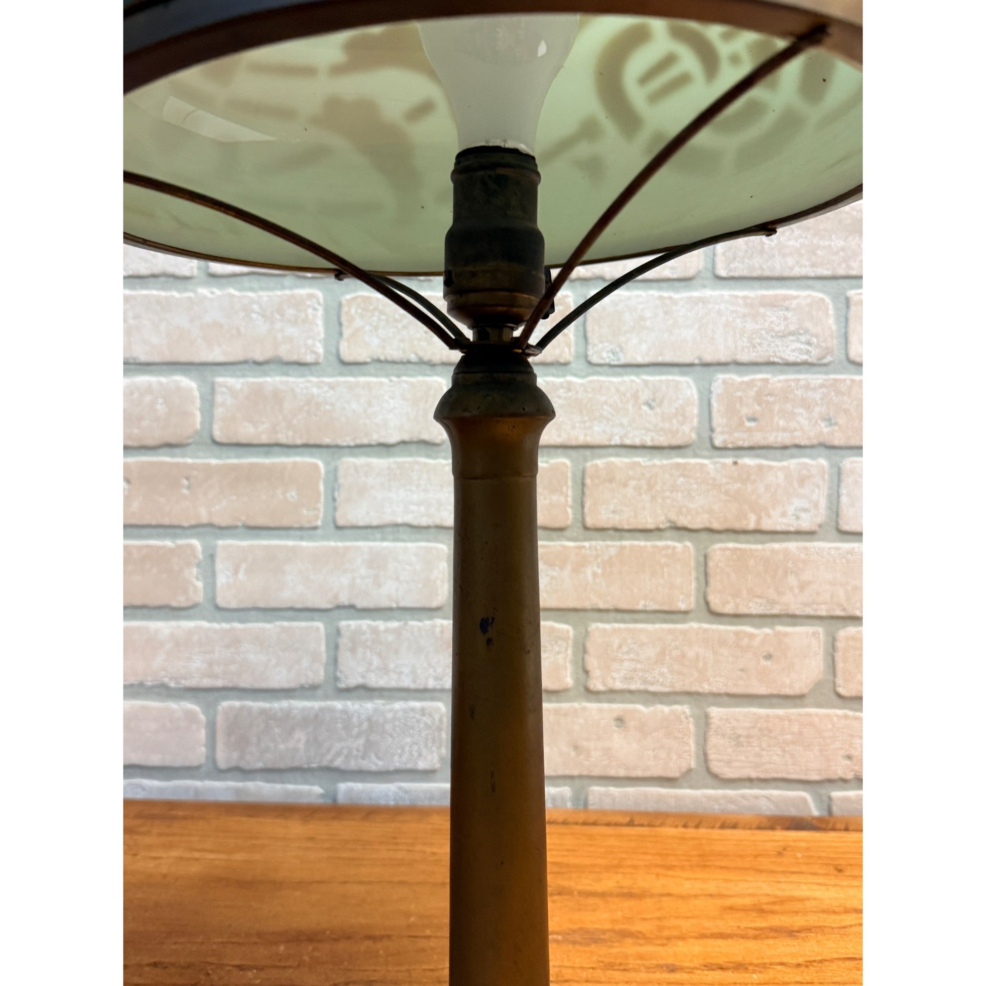 Vintage Art Nouveau Blue Green Mushroom Shade Lamp Arts & Crafts