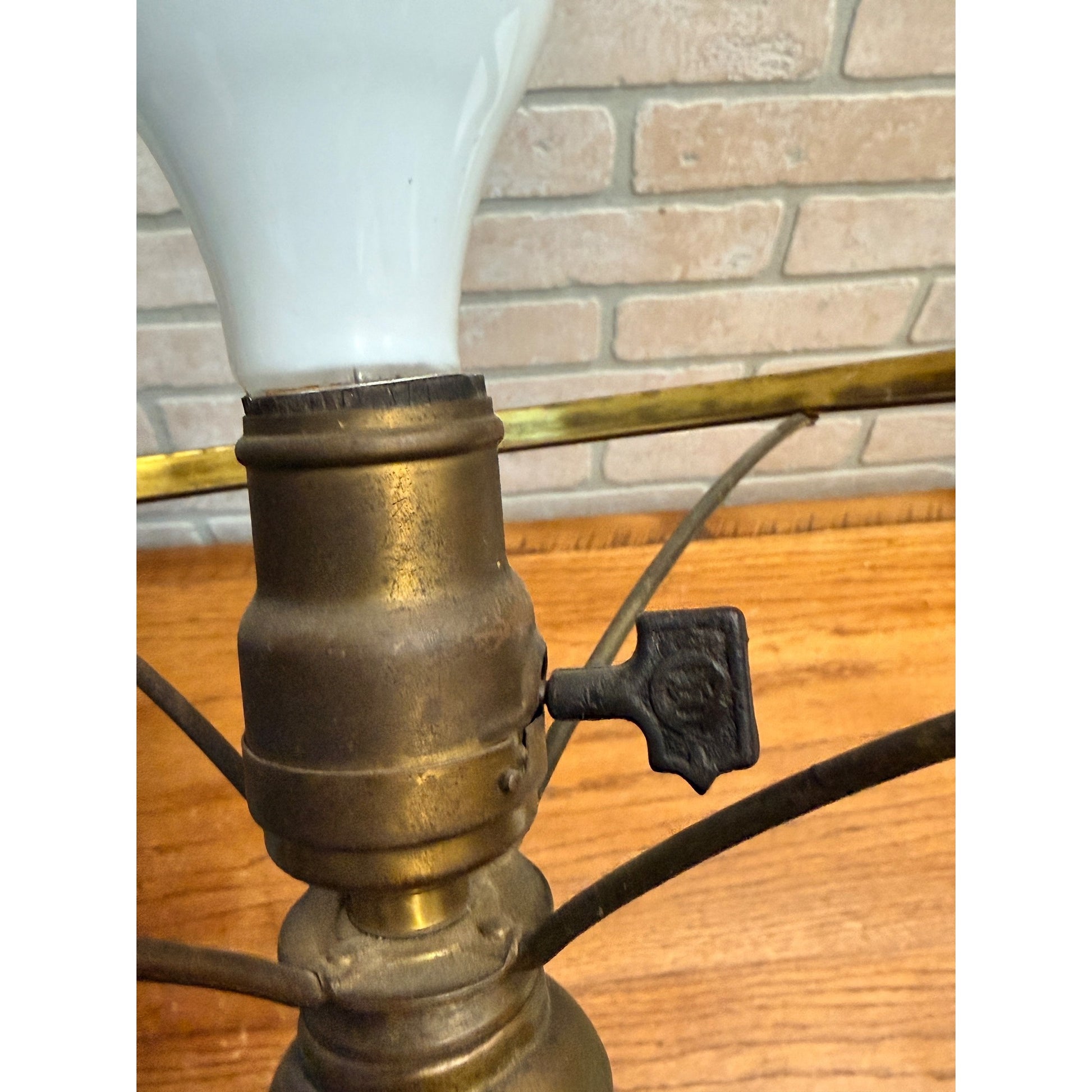 Vintage Art Nouveau Blue Green Mushroom Shade Lamp Arts & Crafts