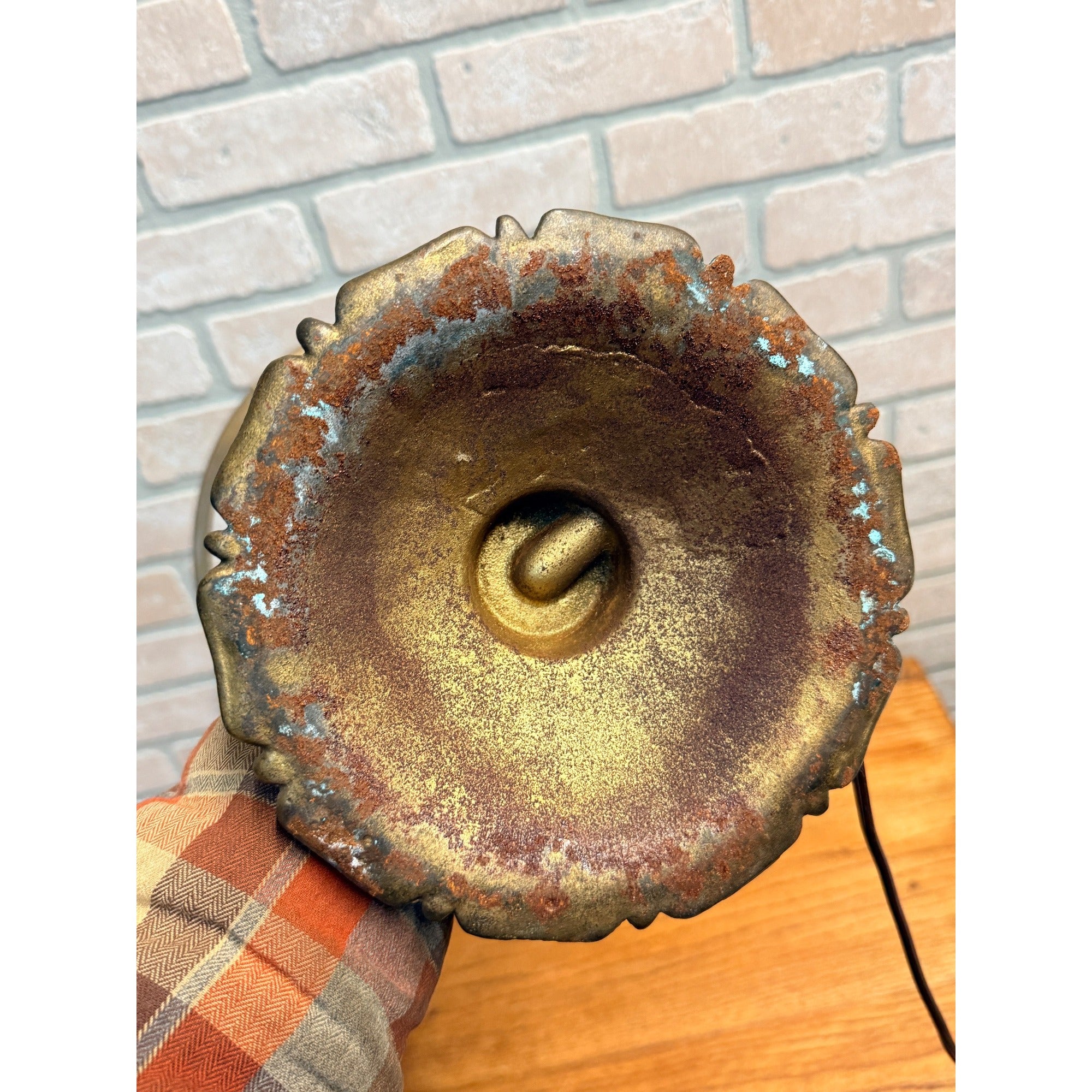 Vintage Art Nouveau Blue Green Mushroom Shade Lamp Arts & Crafts