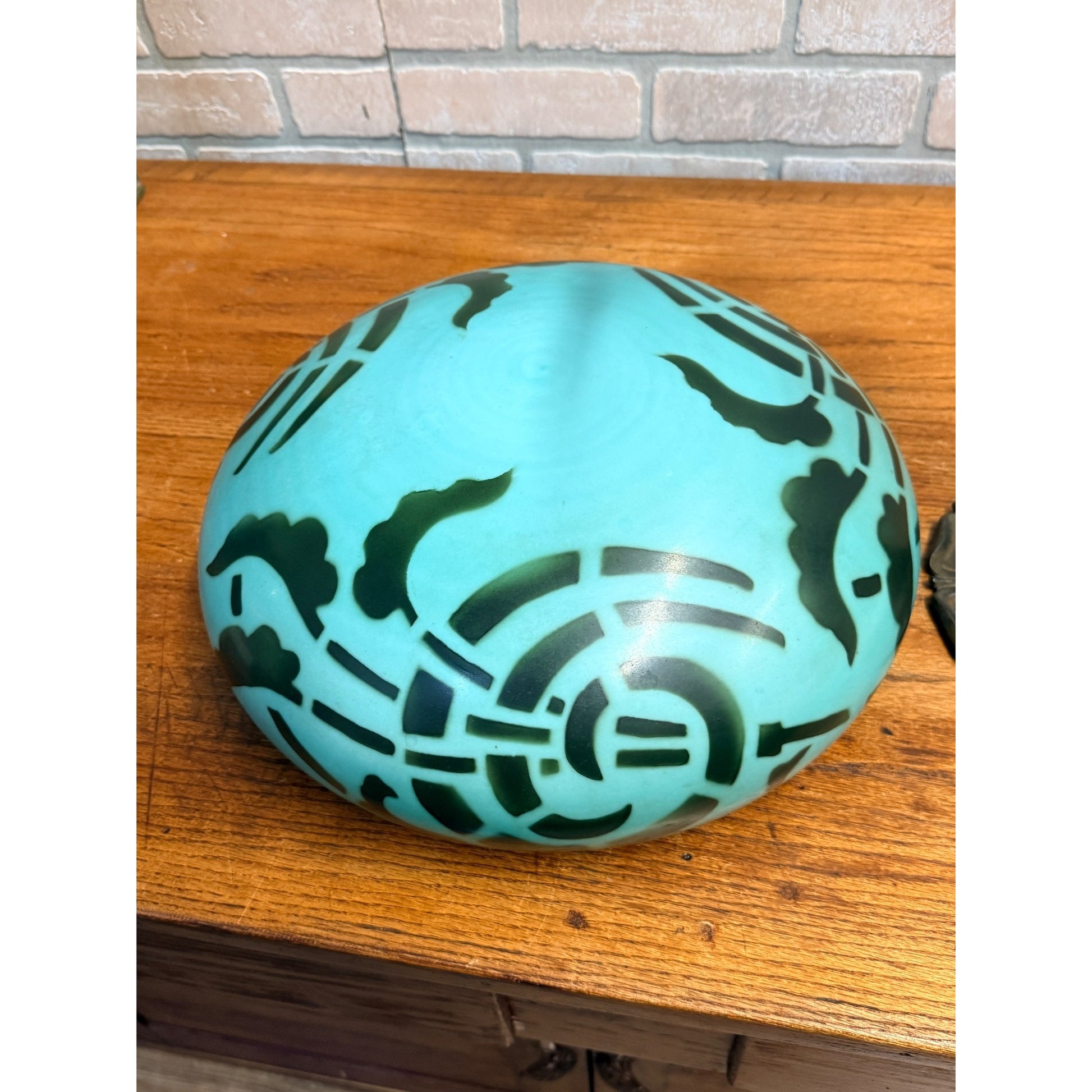 Vintage Art Nouveau Blue Green Mushroom Shade Lamp Arts & Crafts