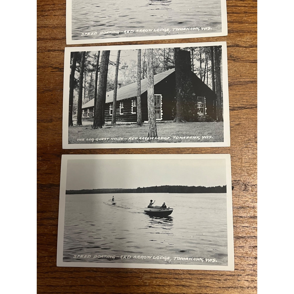 Red Arrow Lodge Tomahawk Wisconsin  Postcard Cabin Lake Lot RPPC