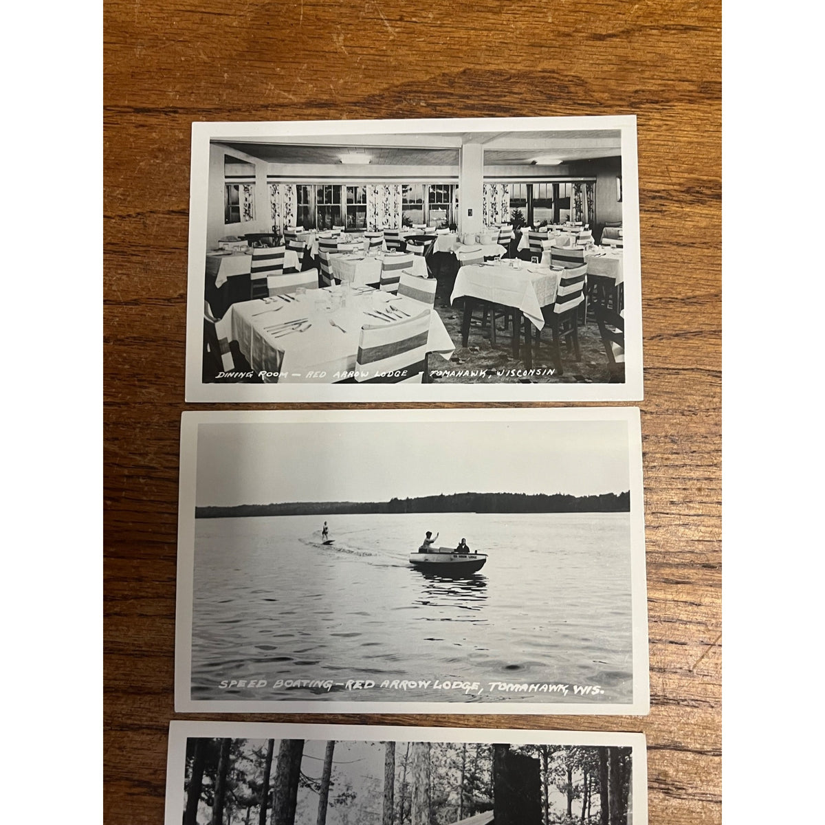 Red Arrow Lodge Tomahawk Wisconsin  Postcard Cabin Lake Lot RPPC