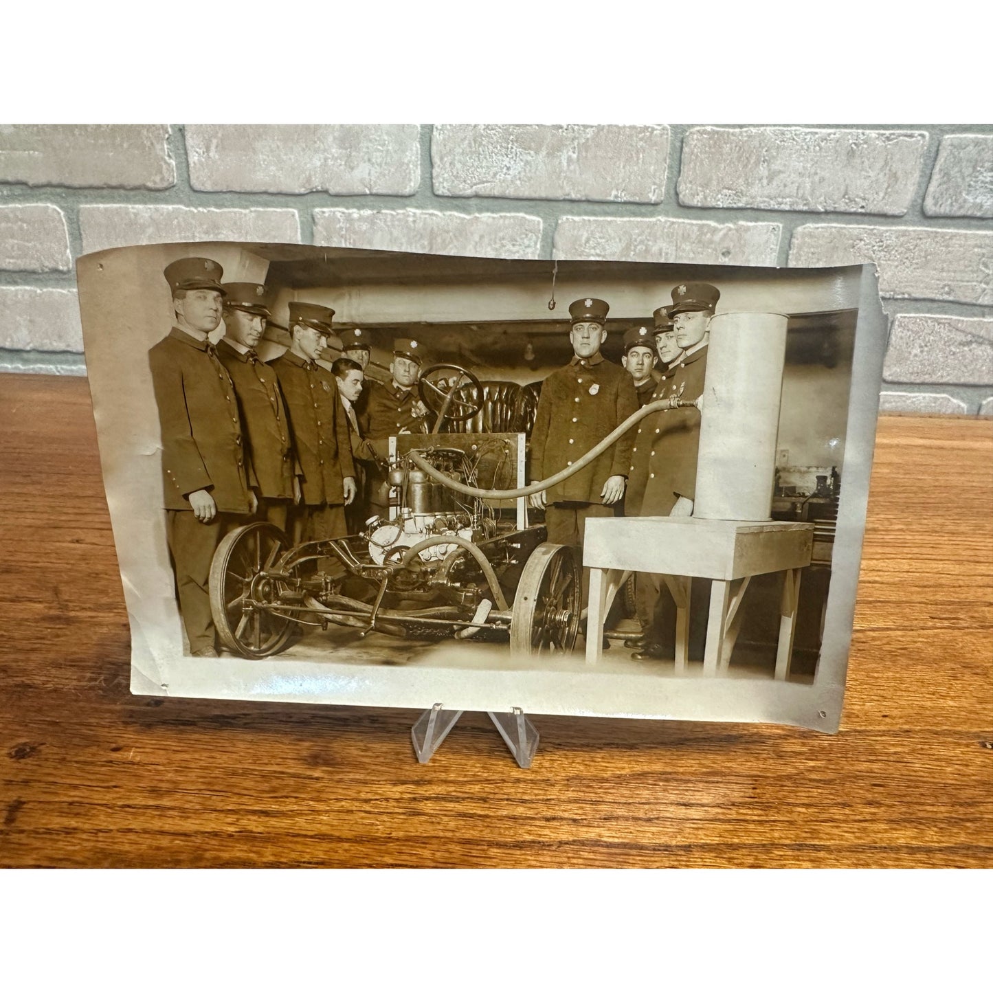 Original Real Photo c1915 Milwaukee Fireman w/ Automobile Labeled Snapshot