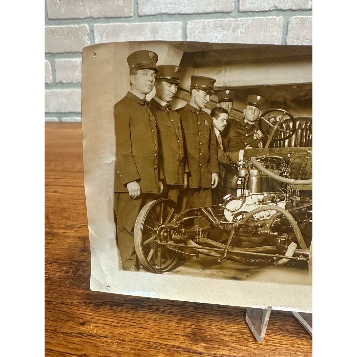 Original Real Photo c1915 Milwaukee Fireman w/ Automobile Labeled Snapshot