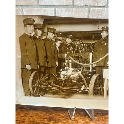 Original Real Photo c1915 Milwaukee Fireman w/ Automobile Labeled Snapshot