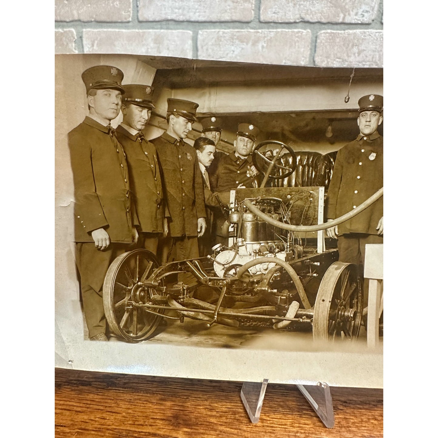 Original Real Photo c1915 Milwaukee Fireman w/ Automobile Labeled Snapshot