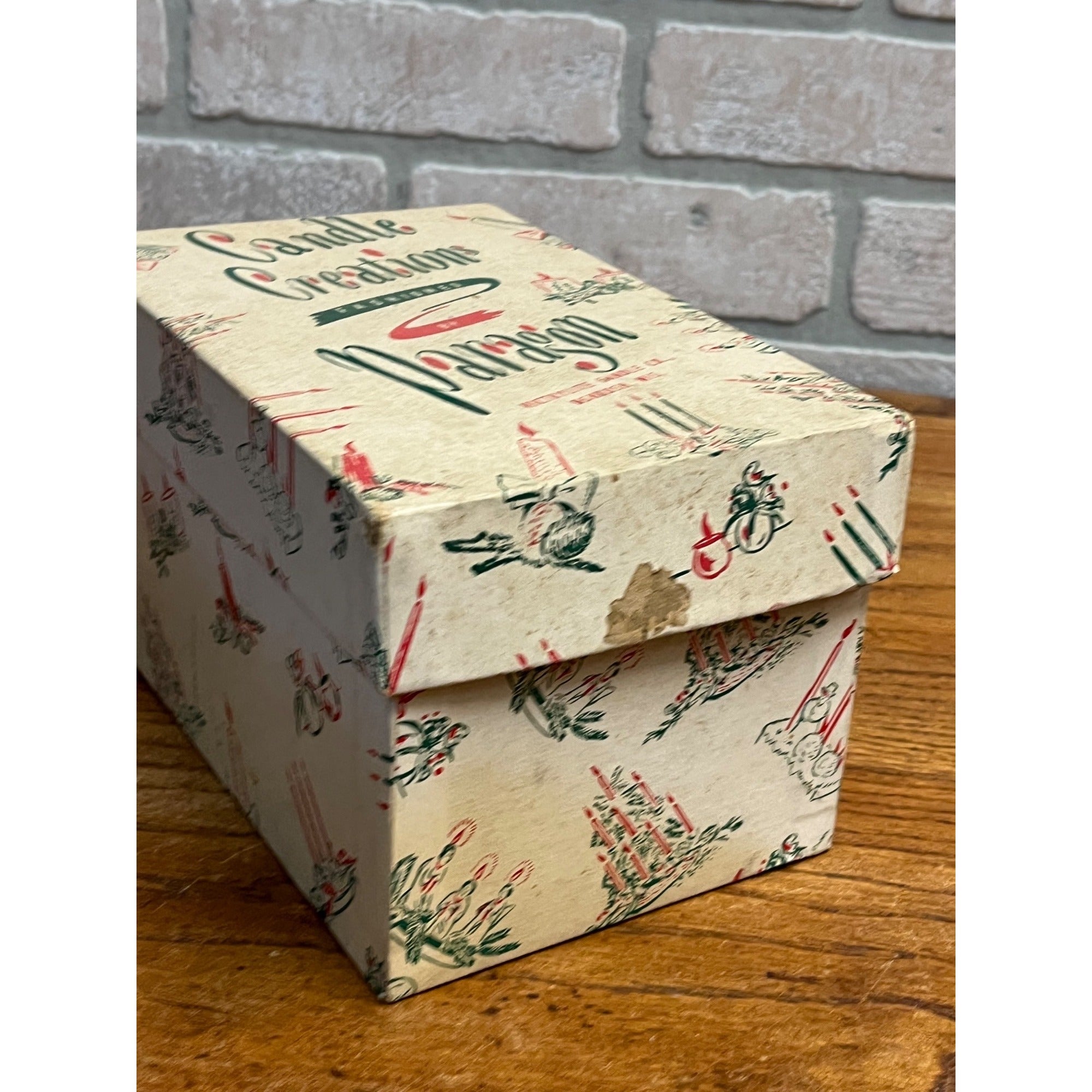 Vintage Christmas Paragon Victrylite Candle Co Creations Oshkosh Wis Empty Box