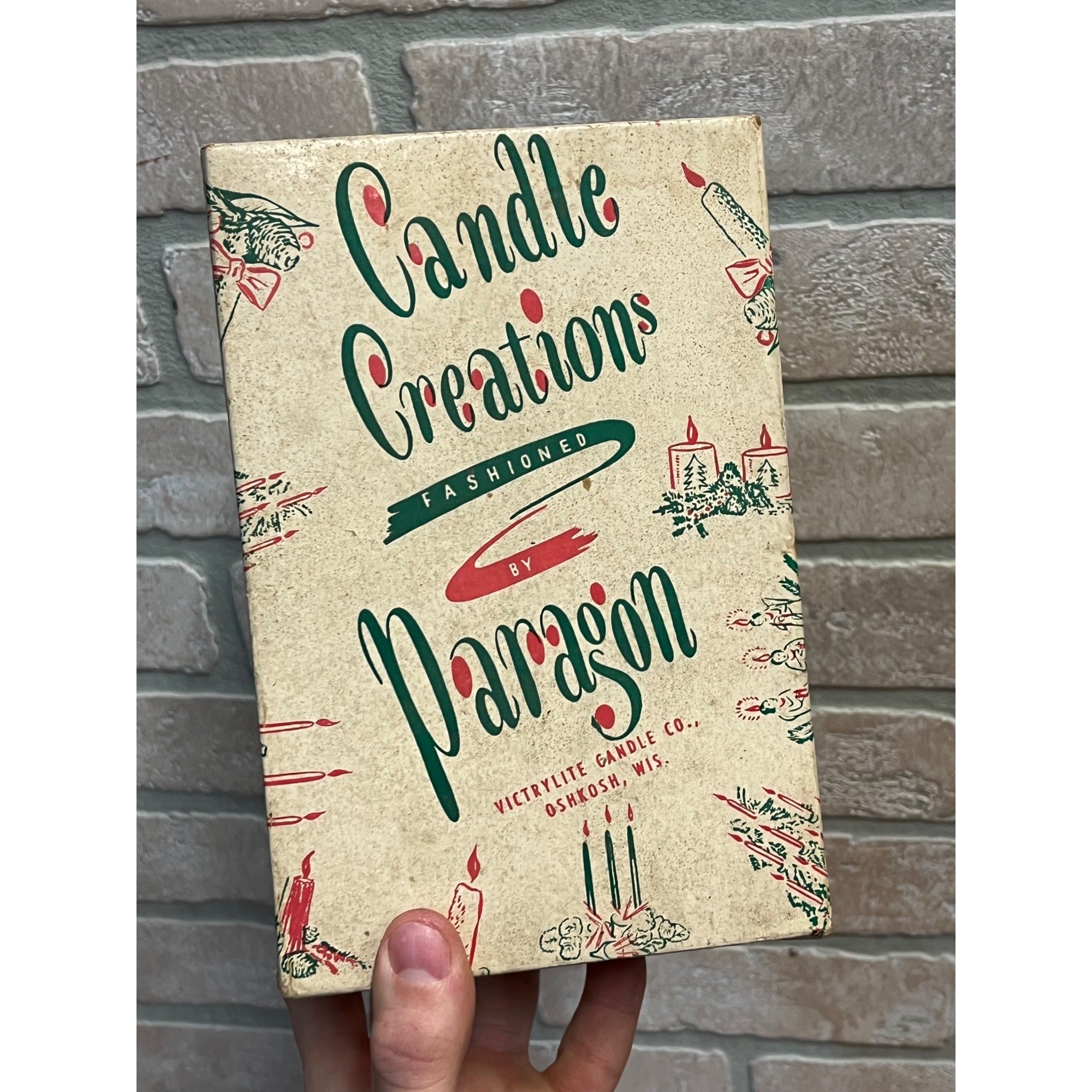 Vintage Christmas Paragon Victrylite Candle Co Creations Oshkosh Wis Empty Box