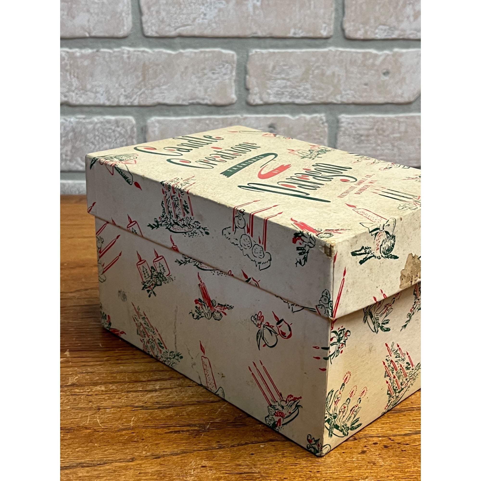 Vintage Christmas Paragon Victrylite Candle Co Creations Oshkosh Wis Empty Box