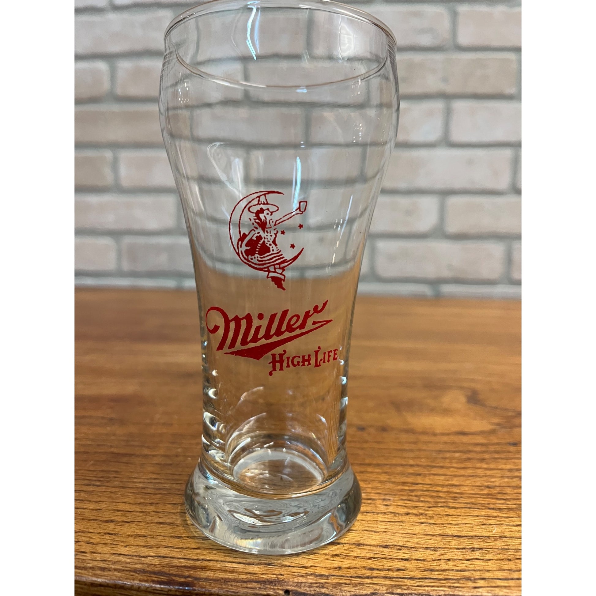 Vintage 1950s Miller High Life Beer Girl on the Moon Pilsner Sham Bar Glass 6.25