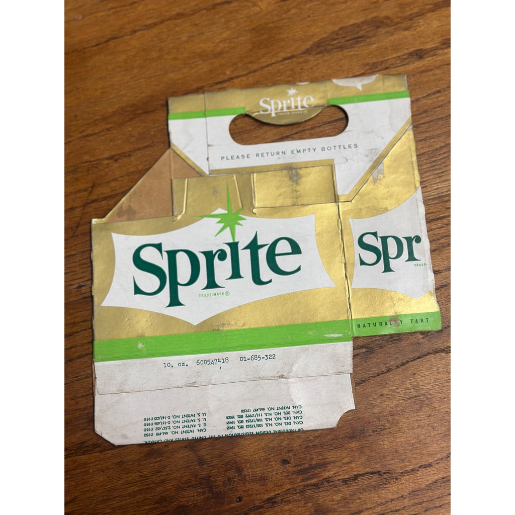 Sprite Soda Cardboard Carrier Six Pack Carton Bottle 6-Pack Case Vintage 10oz
