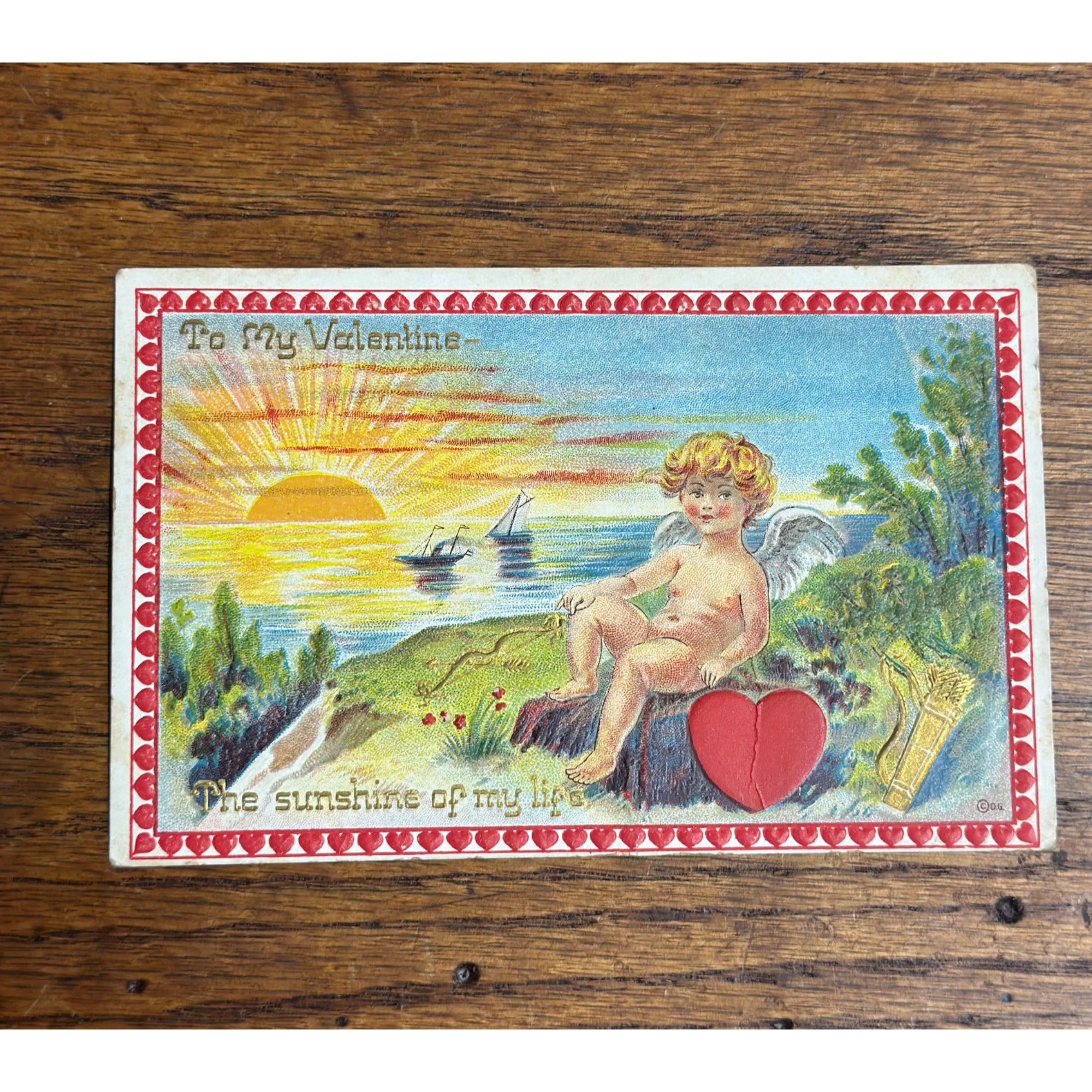 Valentine's Day Postcard Cupid Sunshine of my Life Valentine Goldie No. 62