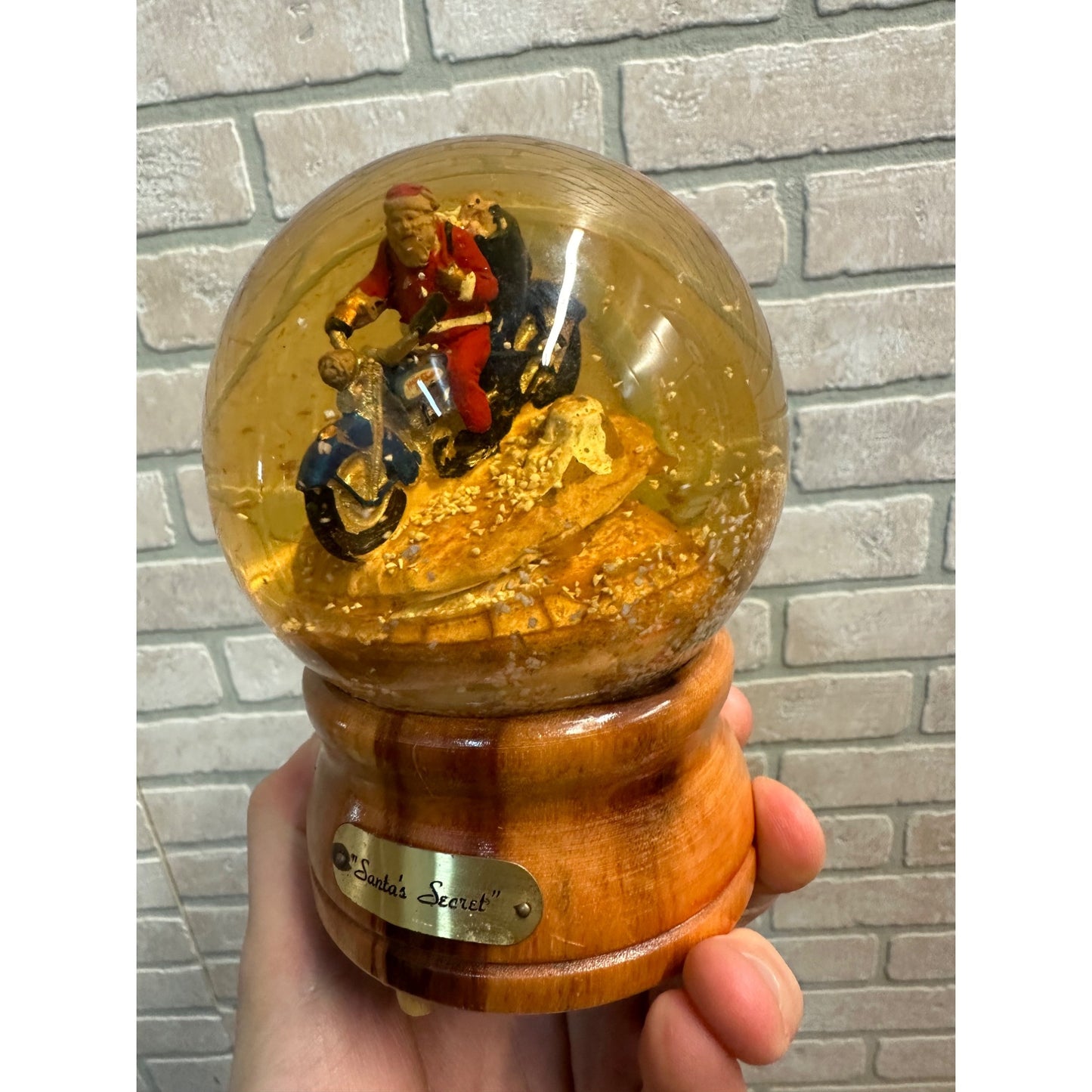 Vintage 1989 Harley Davidson "Santa's Secret" Christmas Snow Globe