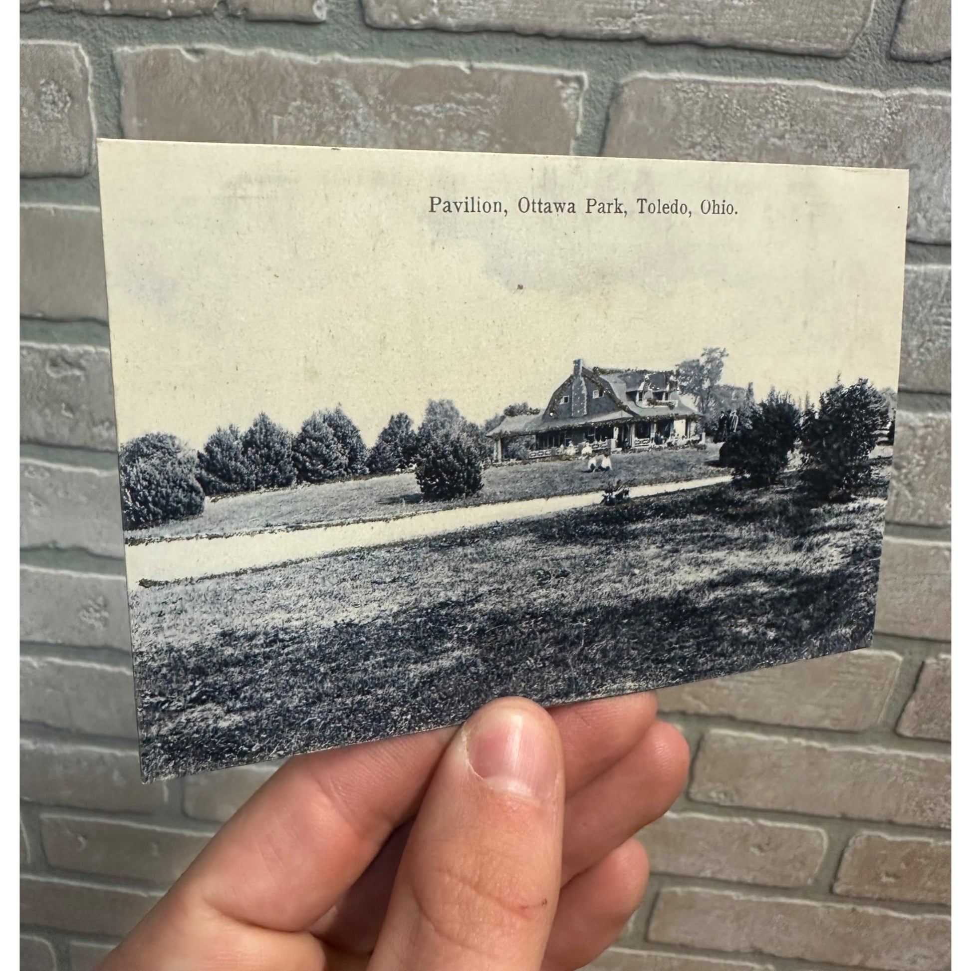 Vintage Pavilion at Ottawa Park Toldeo OH Ohio Postcard 1909 Glitter