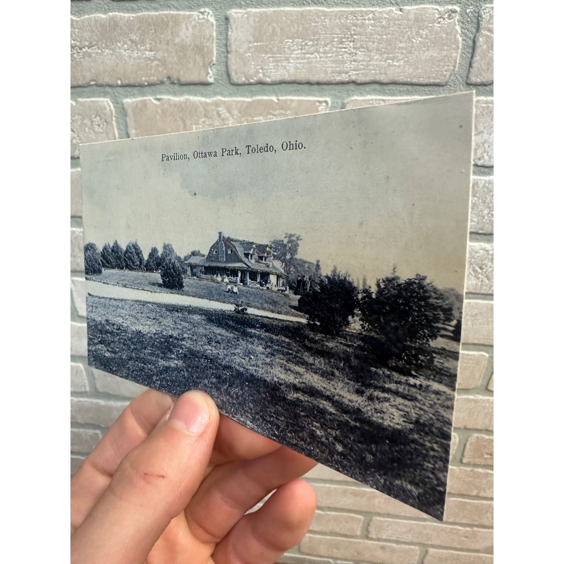 Vintage Pavilion at Ottawa Park Toldeo OH Ohio Postcard 1909 Glitter