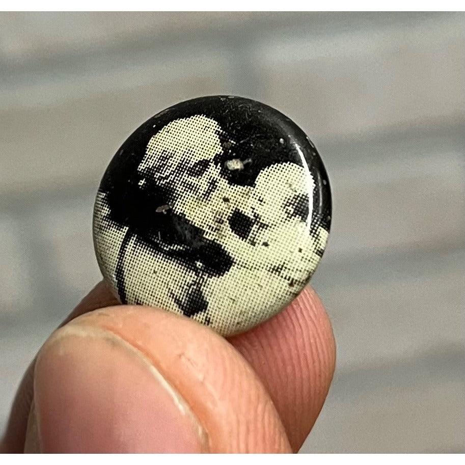 Vintage Early 1900s Santa & Child / Baby Photo Pin Pinback Button Christmas