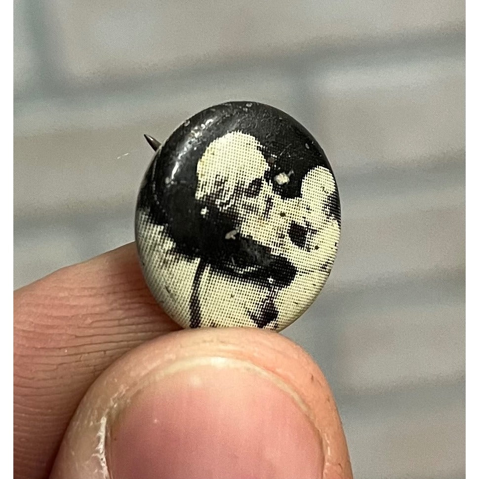 Vintage Early 1900s Santa & Child / Baby Photo Pin Pinback Button Christmas